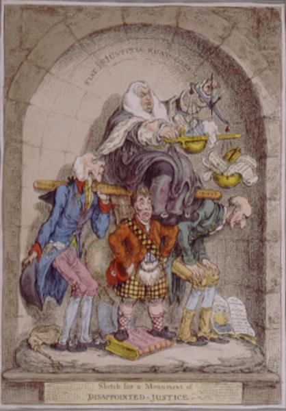Boceto para un Monumento de Justicia Decepcionada, publicado por Hannah Humphrey en 1806 de James Gillray