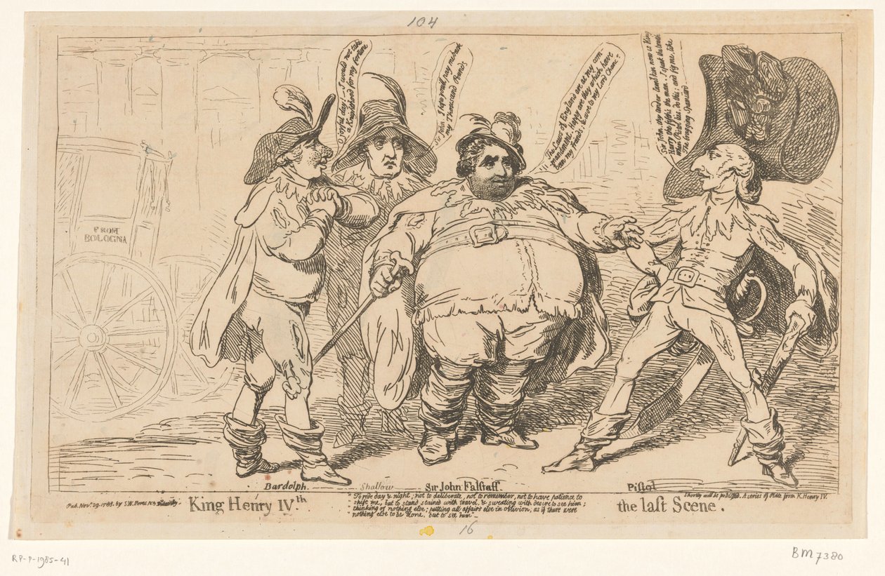 Spotprent op Charles Fox, 1788 el rey Enrique IV. La última escena (título en el objeto) de James Gillray