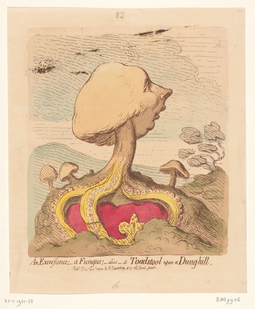 Caricatura de William Pitt el Joven, 1791 una excrecencia; - un hongo; -alias- un Toadstool sobre un Dung-hill de James Gillray