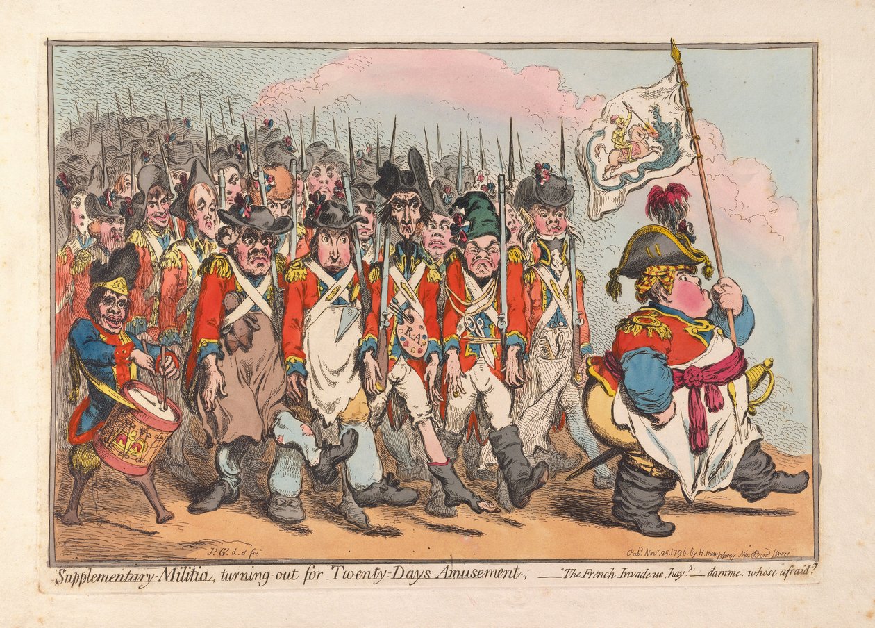Milicia suplementaria, saliendo para veinte días de diversión, pub. 1796 de James Gillray