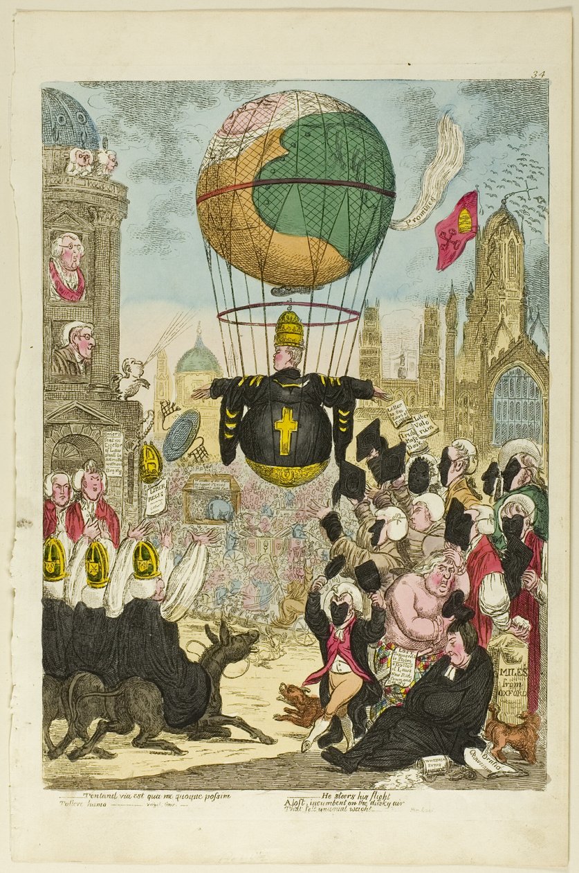 Tentand via est qua me quoque possim tollere humo de James Gillray
