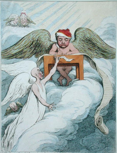 El espíritu acusador y el ángel registrador de James Gillray