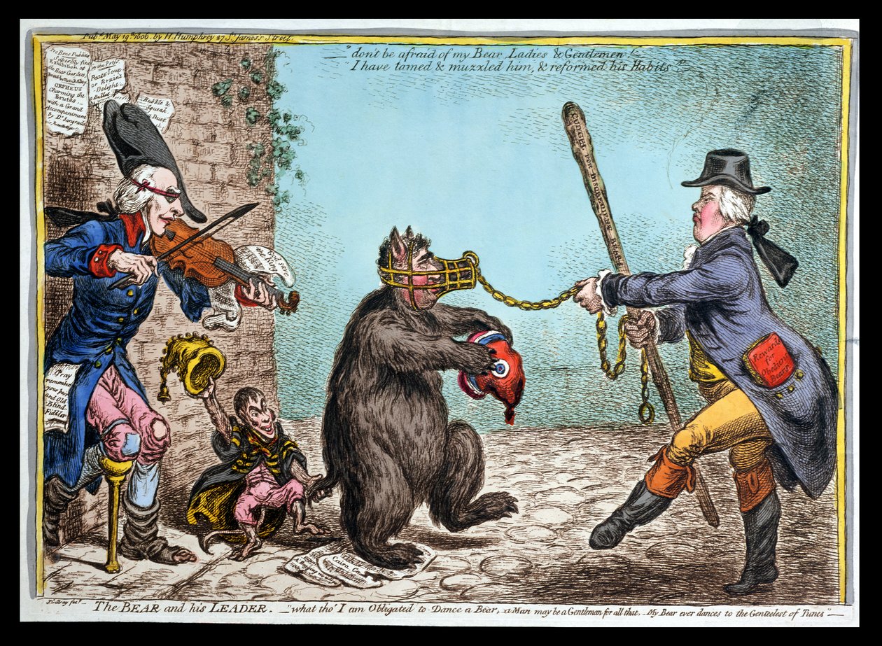 El oso y su líder, publicado por Hannah Humphrey en 1806 de James Gillray