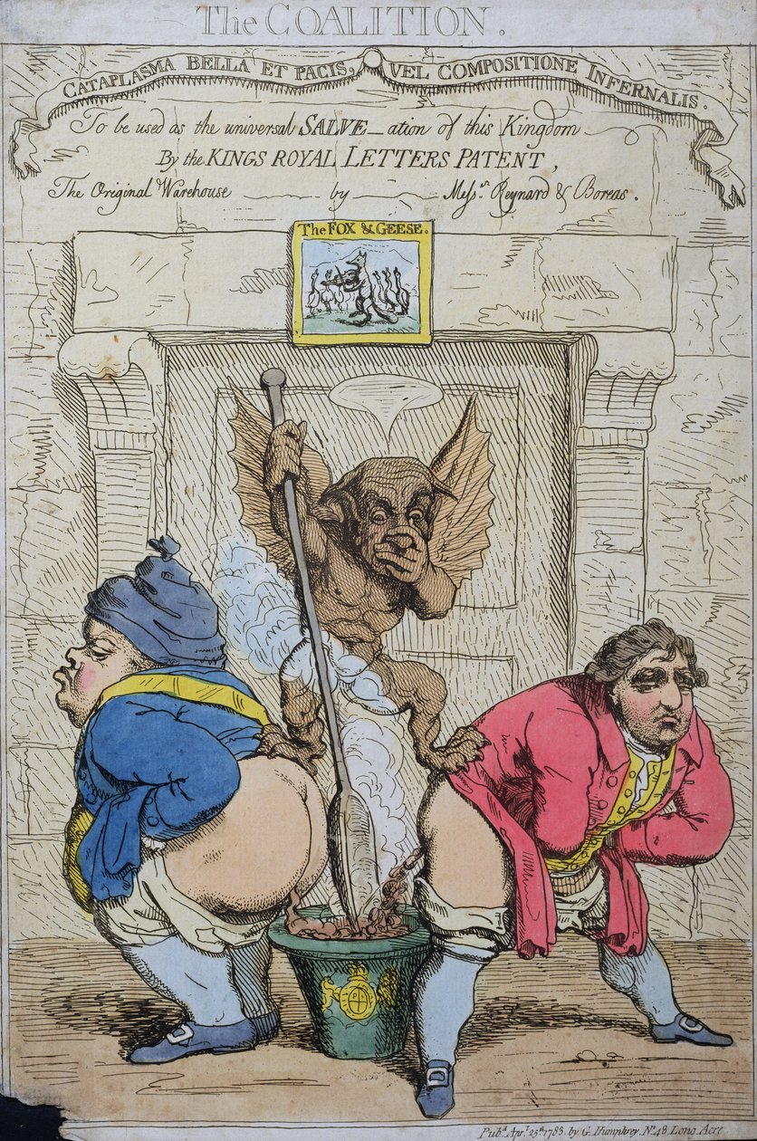 La coalición, publicada por G. Humphrey en 1783 de James Gillray