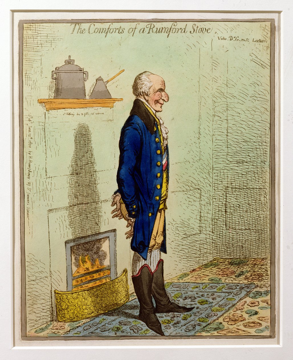 Las comodidades de una estufa Rumford, pub. por Hannah Humphrey, 1800 de James Gillray