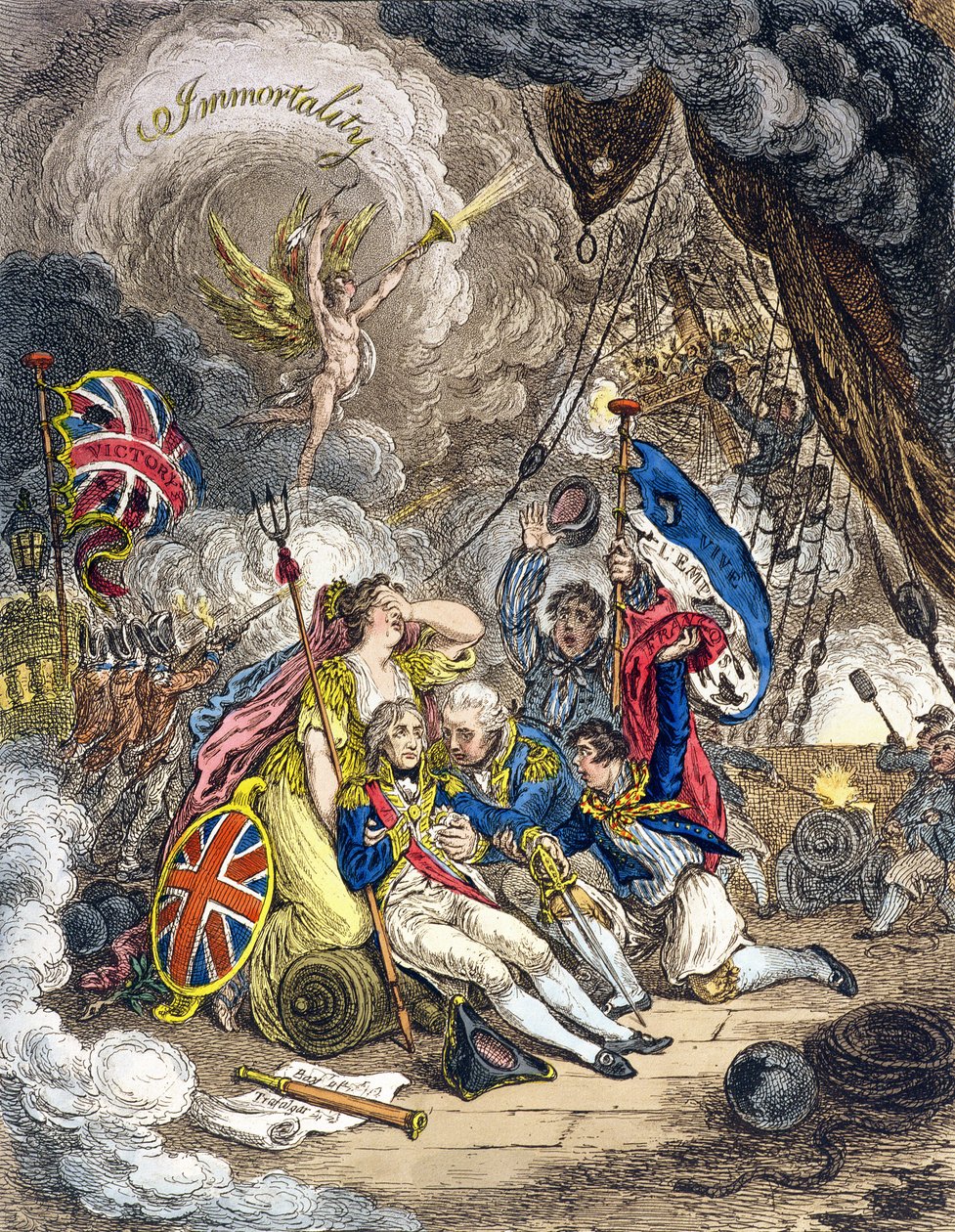 La muerte del almirante Lord Nelson en el momento de la victoria de James Gillray