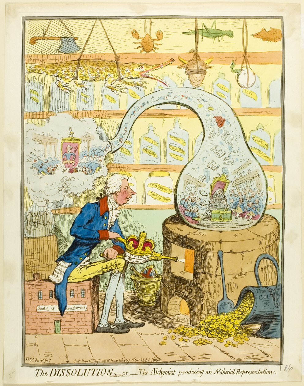 La disolución; o el alquimista que produce una representación etérea de James Gillray