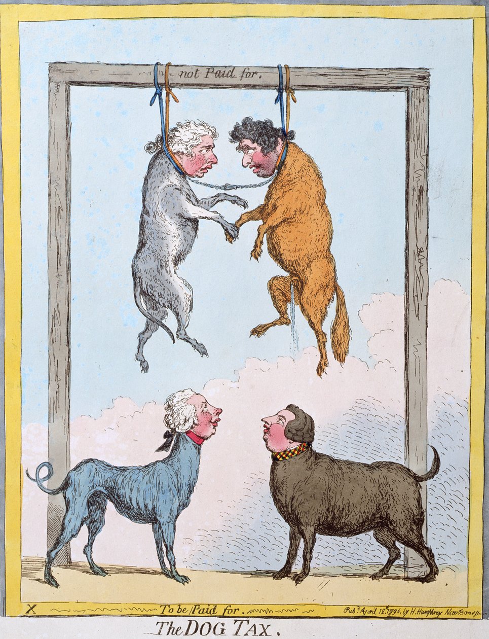 El Impuesto del Perro, publicado por Hannah Humphrey en 1796 de James Gillray