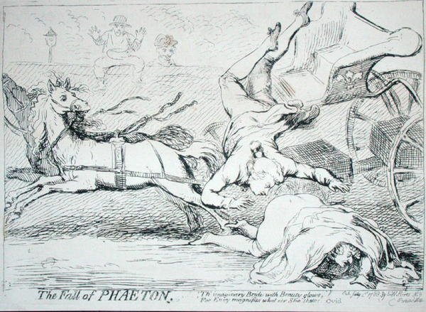 La caída de Faetón, publicada por S.W. Fores en 1788 de James Gillray
