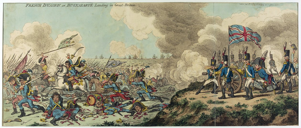 La invasión francesa o el desembarco de Napoleón Bonaparte (1769-1821) en Gran Bretaña (aguafuerte) de James Gillray