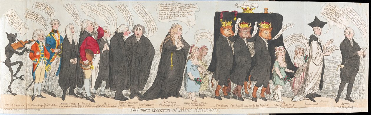 El cortejo fúnebre de Miss Regency de James Gillray