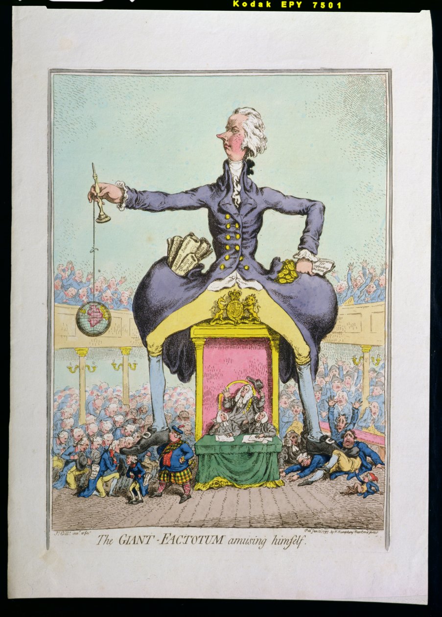 El gigante factótum divirtiéndose, publicado por Hannah Humphrey en 1797 de James Gillray
