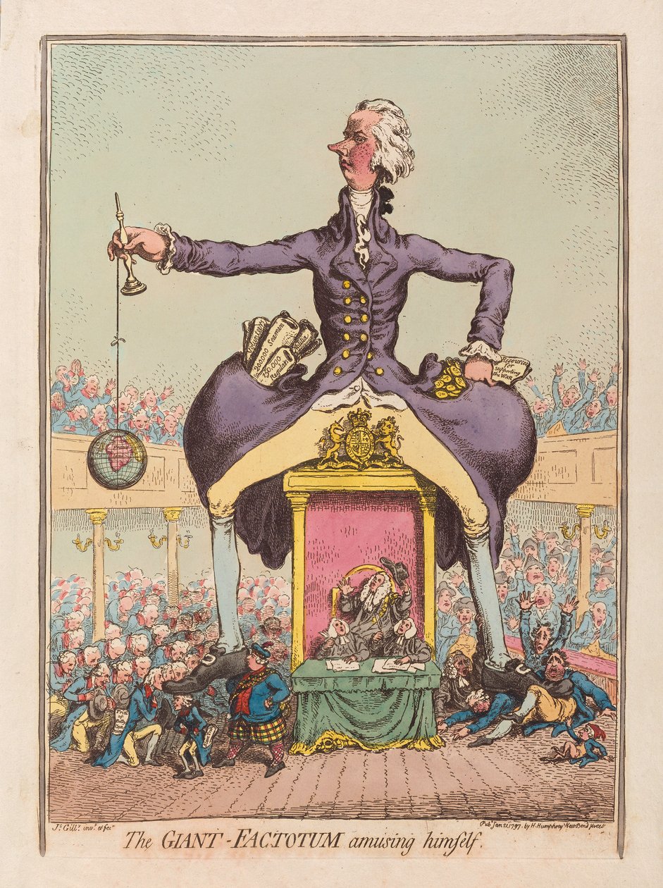 El gigante factótum divirtiéndose de James Gillray