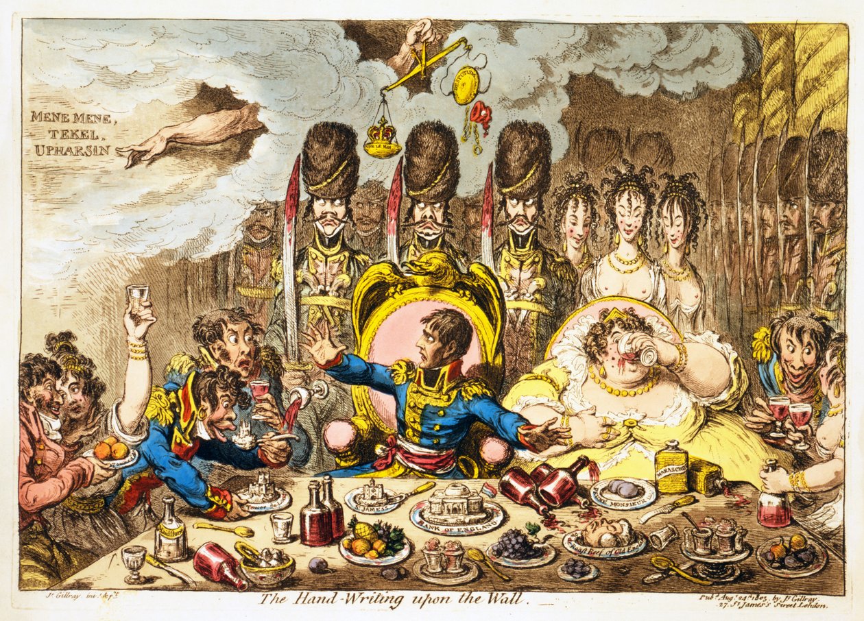 La Escritura en la Pared de James Gillray