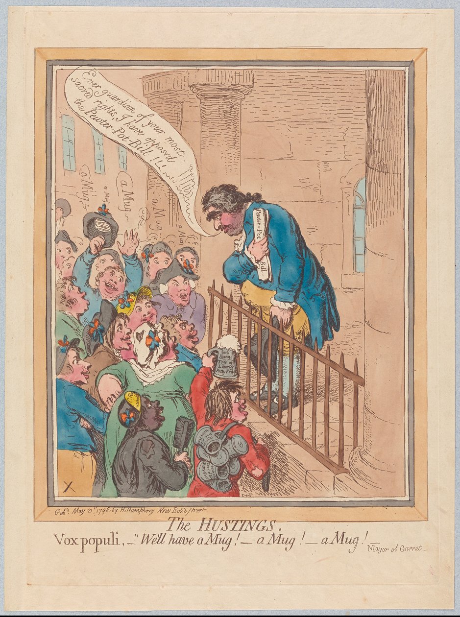 El estrado. Vox Populi ¡Queremos una jarra! ¡Una jarra! ¡Una jarra! de James Gillray