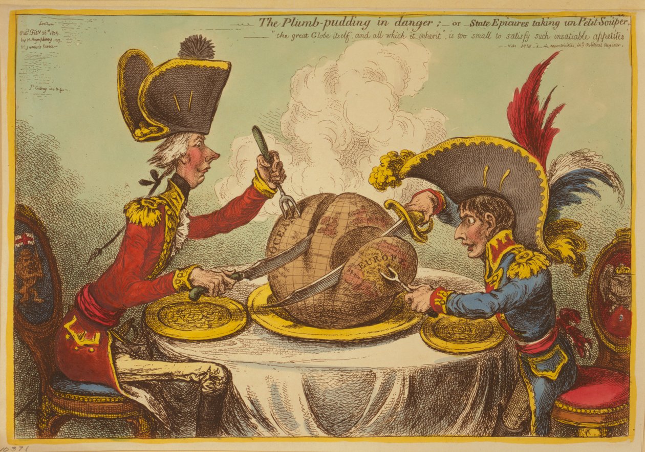 El Pudding de Ciruela en Peligro o Epicúreos del Estado tomando un Petit Souper de James Gillray