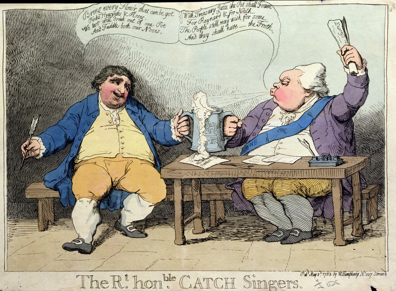 Los honorables cantantes Catch, publicado por William Humphrey en 1783 de James Gillray