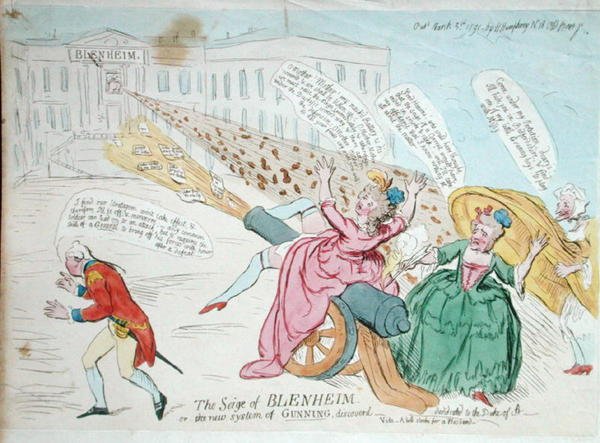 El asedio de Blenheim, o El nuevo sistema de Gunning descubierto de James Gillray