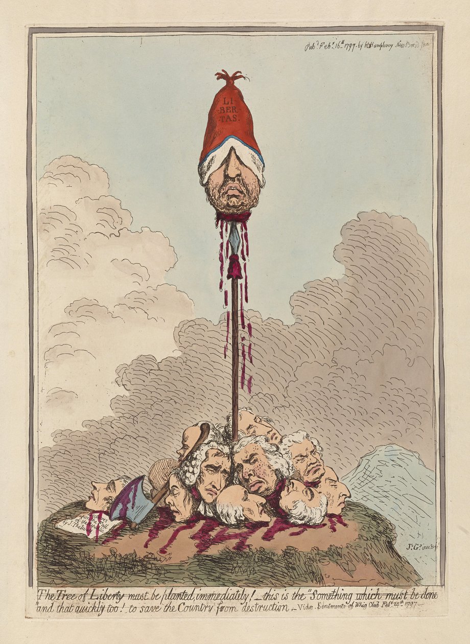 The Tree of Liberty Must be Planted Immediately, publicado en 1797 (grabado coloreado a mano) de James Gillray