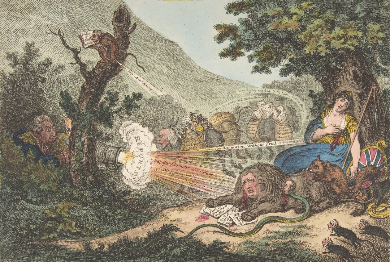 El león herido, 16 de julio de 1805 de James Gillray