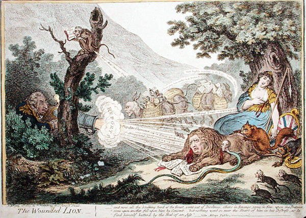 El león herido de James Gillray