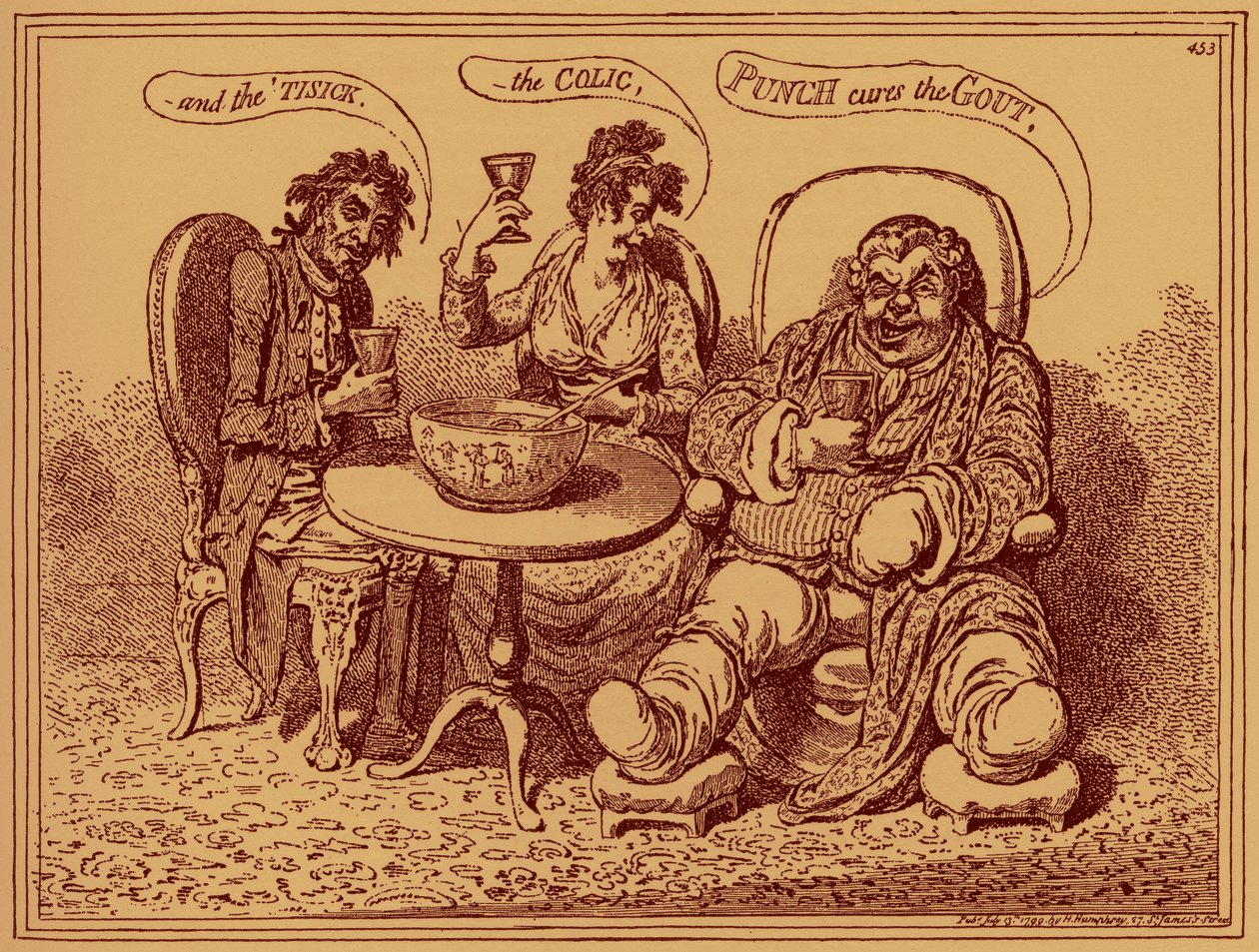 Los estragos de la bebida fuerte - caricatura de James Gillray