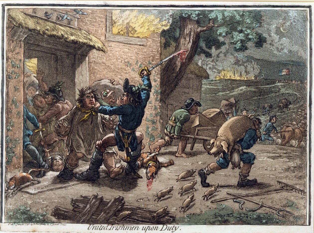 Irlandeses Unidos en Servicio, publicado por Hannah Humphrey en 1798 de James Gillray