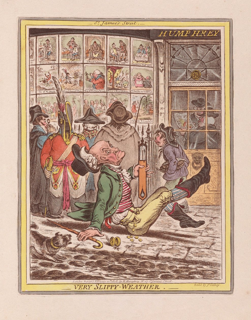 Clima muy resbaladizo, pub. 1808 de James Gillray