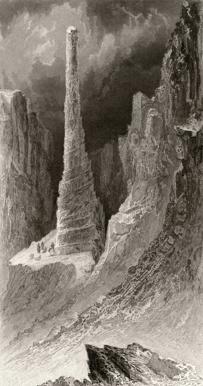 Monumento de Tennyson, grabado por J. McGoffin, de 