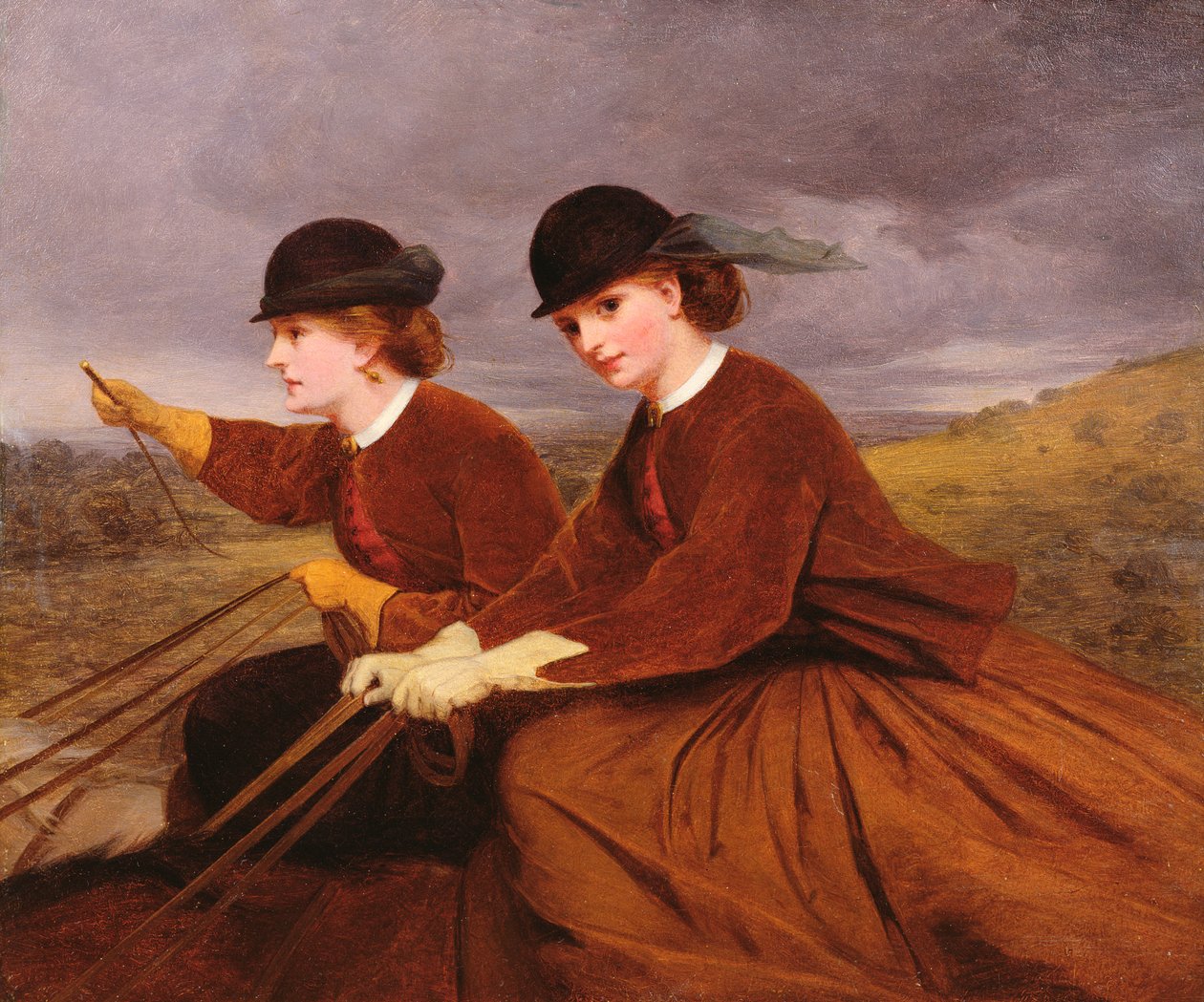 En las colinas - Dos damas montando de lado de James Hayllar