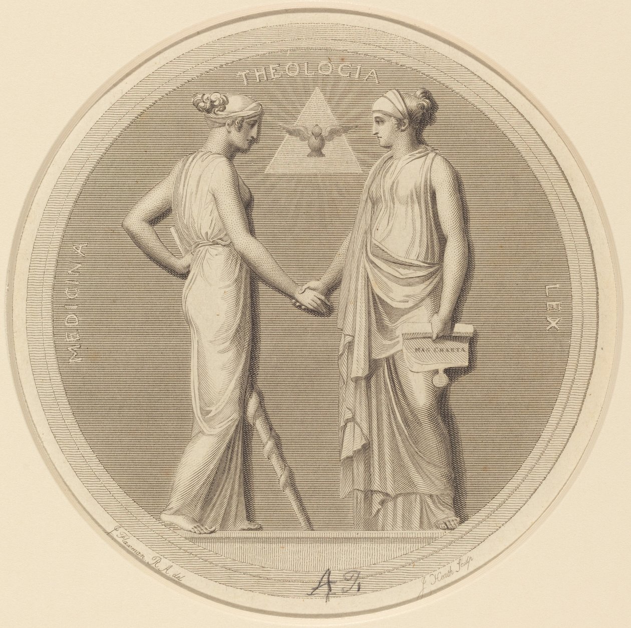 Medicina - Teología - Ley de James Heath after John Flaxman