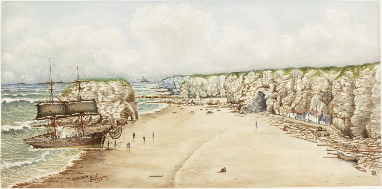 Bergantín encallado en Marsden Rock de James Henry Cleet