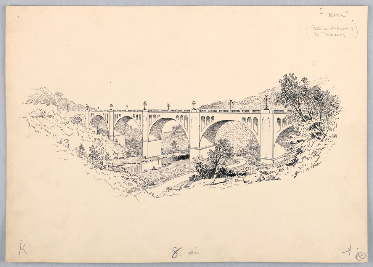 Un puente, diseño para la cena de la Junta de Comercio de Washington, 13 de mayo de 1908 de James Henry Moser