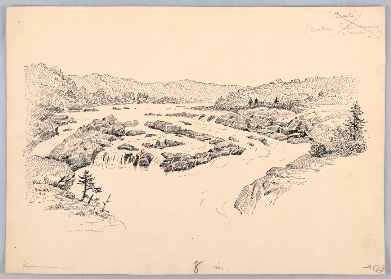 Rápidos del río, diseño para la cena de la Junta de Comercio de Washington, 13 de mayo de 1908 de James Henry Moser