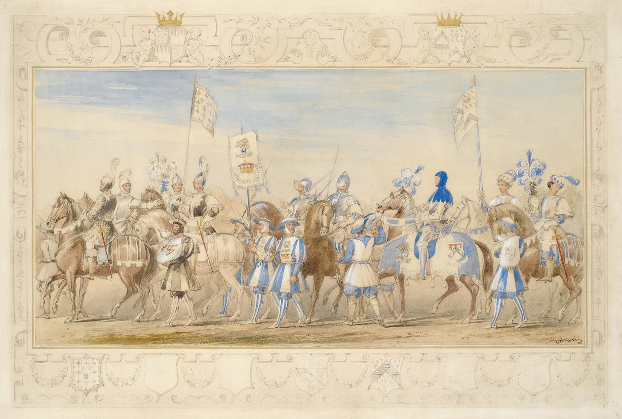 Continuación del séquito del Marqués de Waterford, Caballero del Dragón y Vizconde Alford, Caballero del León Negro, 1839 de James Henry Nixon