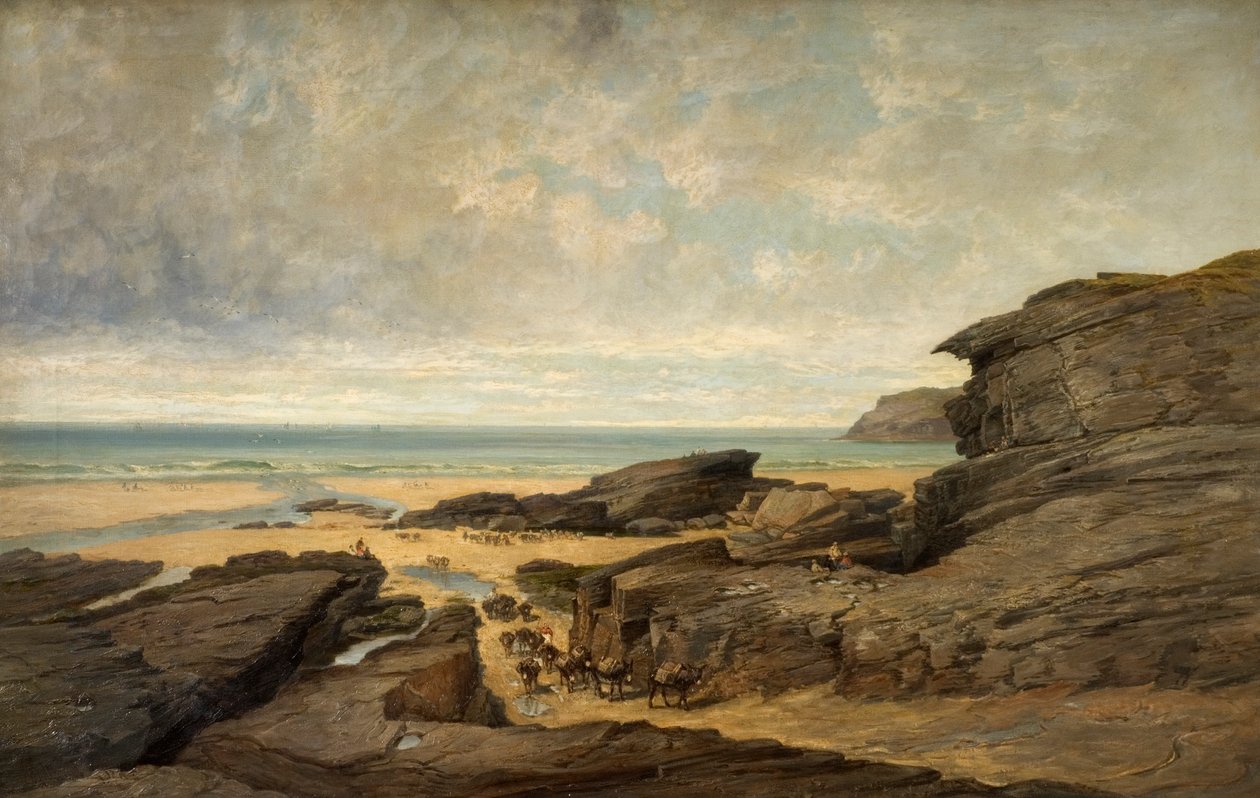 Marea baja, Trebarwith Strand, Tintagel, Cornwall de James Holland