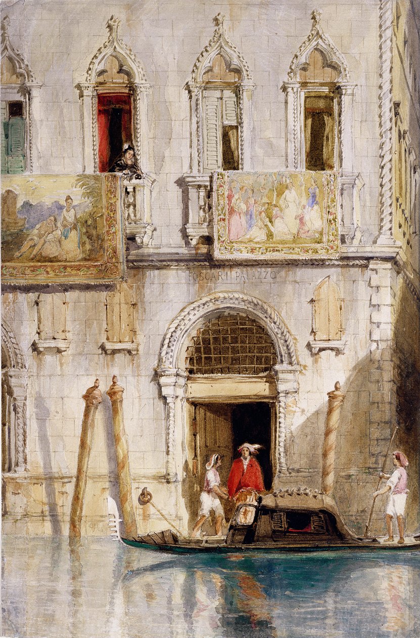 Los escalones del Palazzo Foscari, Venecia, 1844 de James Holland