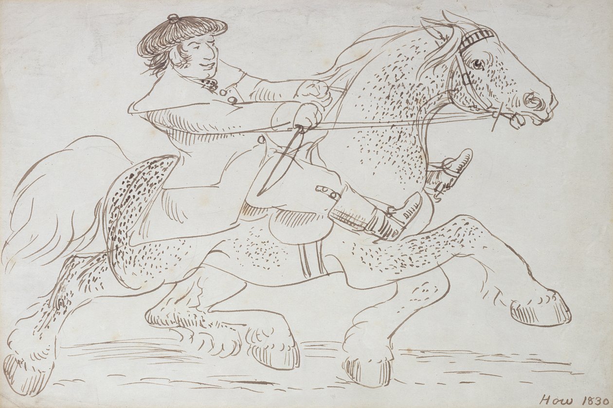 Un comerciante de caballos pone a prueba a un joven Clydesdale, 1830 de James Howe