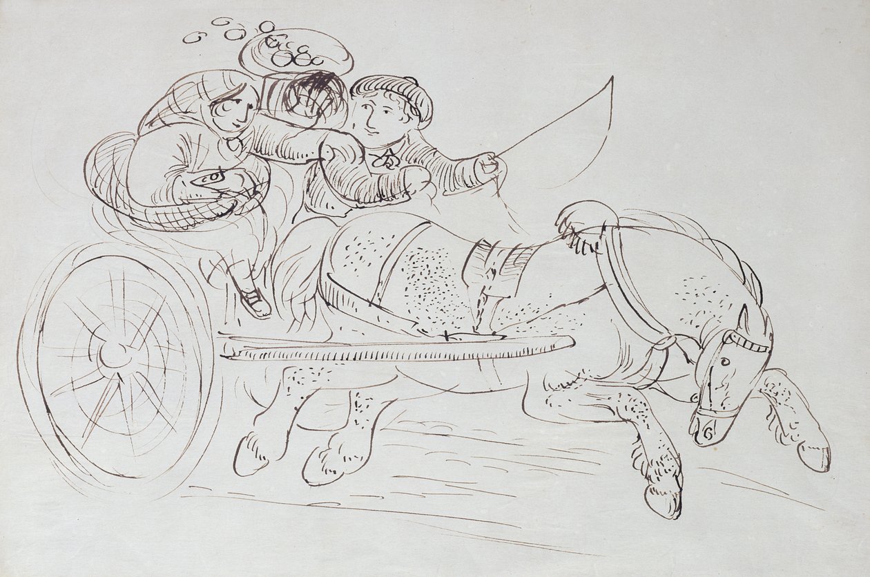 Pareja en un carro tirado por un caballo de James Howe