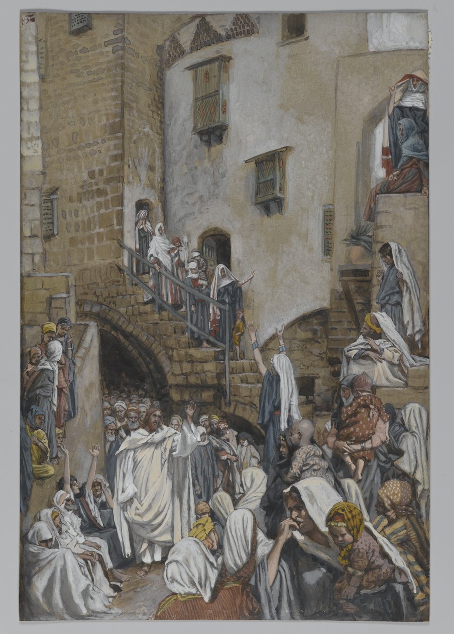 Una mujer grita en la multitud, ilustración de La vida de nuestro Señor Jesucristo, 1886-94 de James Jacques Joseph Tissot