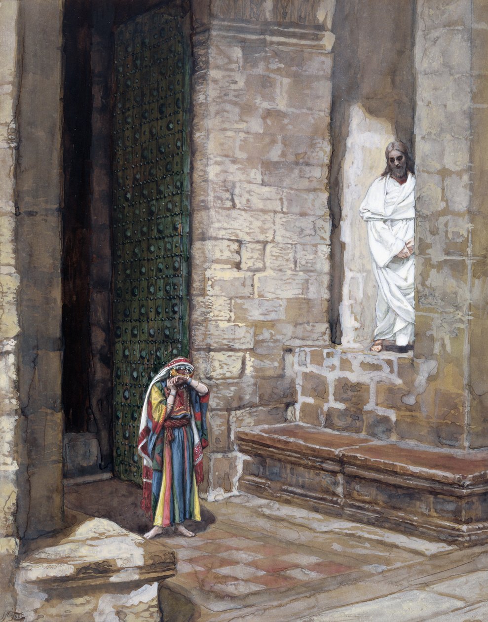 Y Jesús quedó solo y había una mujer en medio, ilustración para La vida de Cristo, c.1886-94 de James Jacques Joseph Tissot