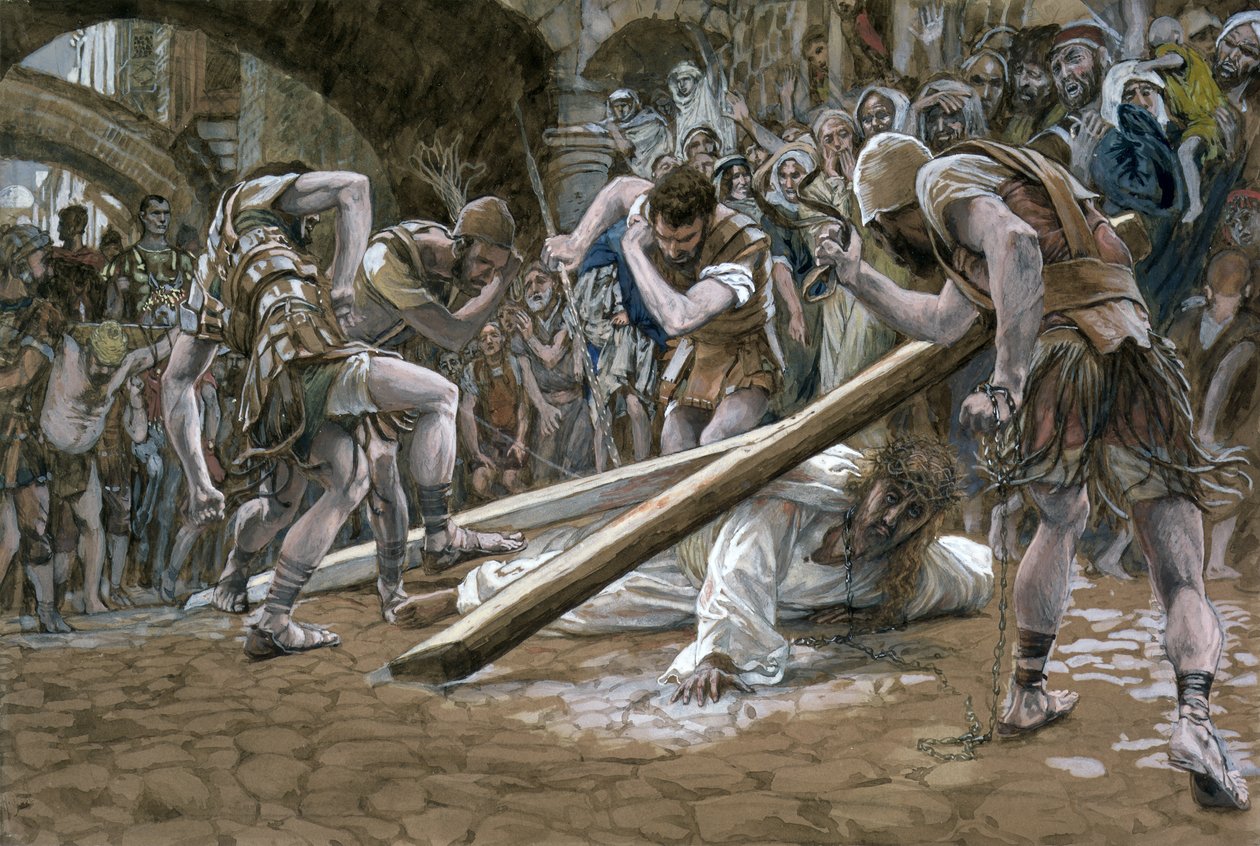 Cristo Cae Bajo la Cruz, ilustración de La Vida de Cristo, c.1884-96 de James Jacques Joseph Tissot