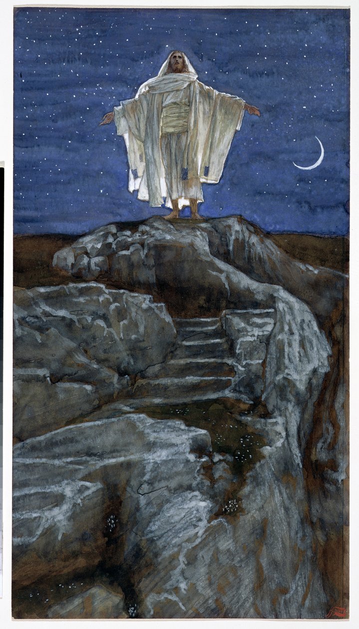 Cristo saliendo solo a una montaña a orar, ilustración de La Vida de Cristo, c.1886-94 de James Jacques Joseph Tissot