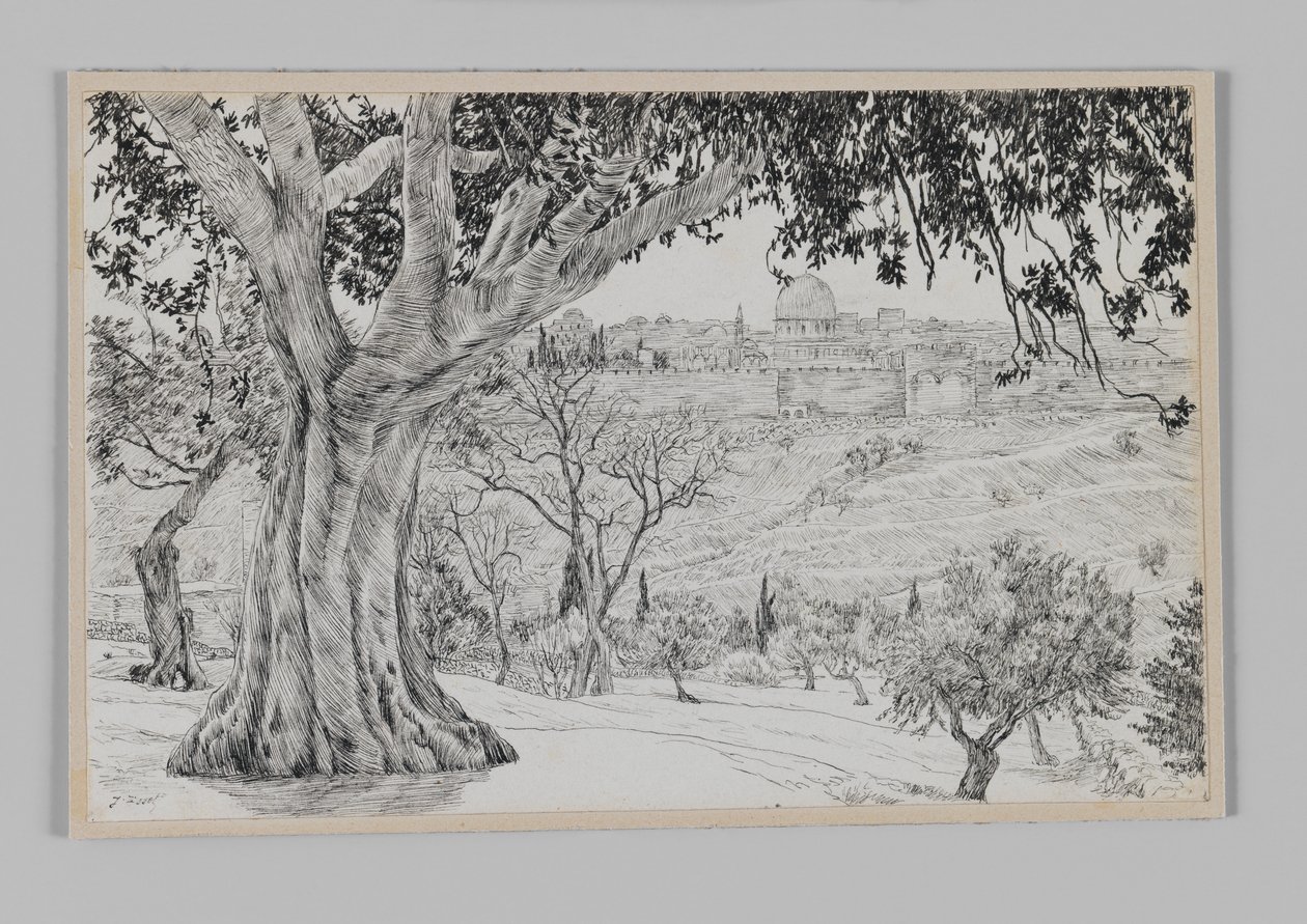 A mitad de camino en el Monte de los Olivos, ilustración de La Vida de Nuestro Señor Jesucristo de James Jacques Joseph Tissot