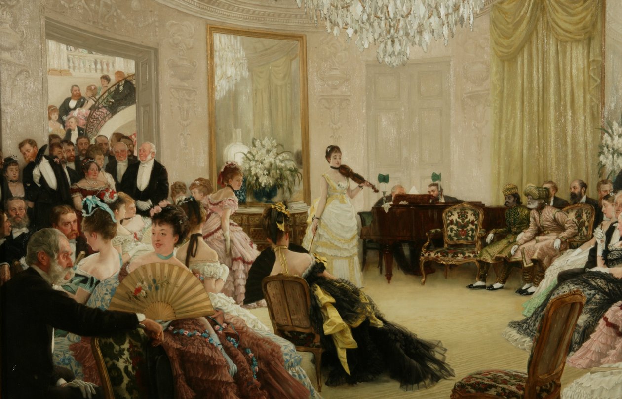 Silencio (El concierto), c.1875 (óleo sobre lienzo) de James Jacques Joseph Tissot