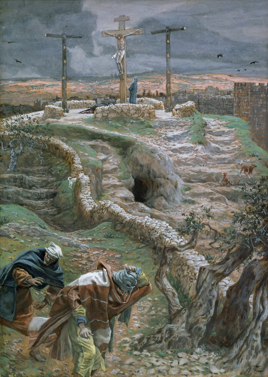 Jesús solo en la cruz, ilustración de La vida de Cristo de James Jacques Joseph Tissot