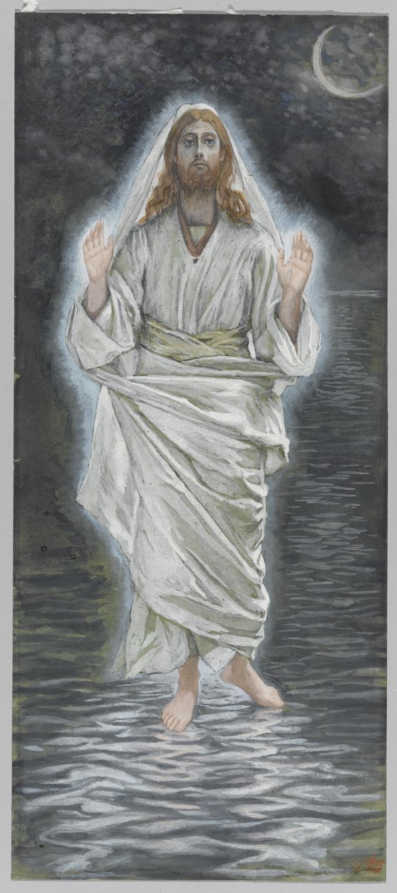 Jesús camina sobre el mar, ilustración de La vida de nuestro Señor Jesucristo de James Jacques Joseph Tissot
