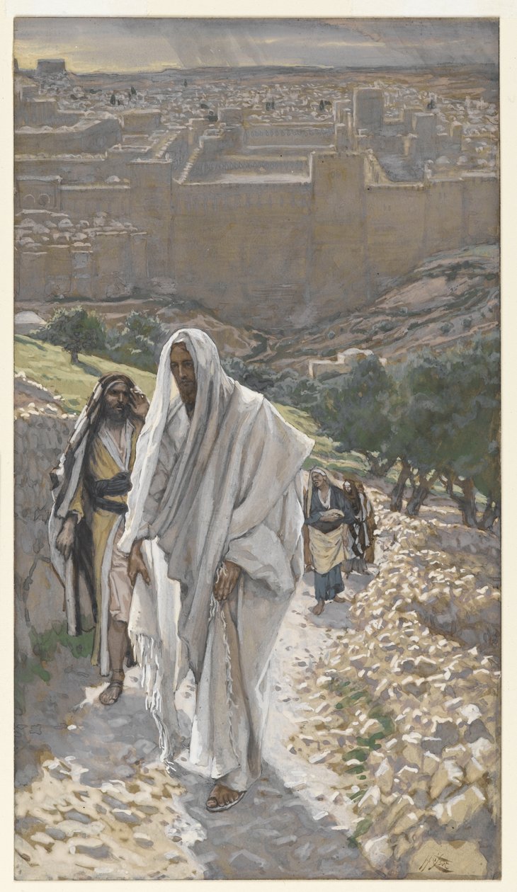 Jesús va por la tarde a Betania, ilustración de La vida de Nuestro Señor Jesucristo, 1886-94 de James Jacques Joseph Tissot