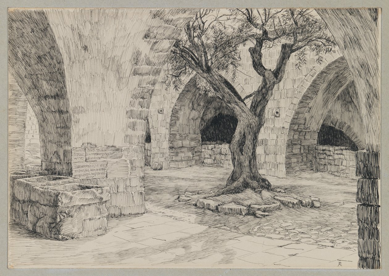 Edificio anexo del Convento Armenio, Jerusalén, ilustración de La Vida de Nuestro Señor Jesucristo de James Jacques Joseph Tissot