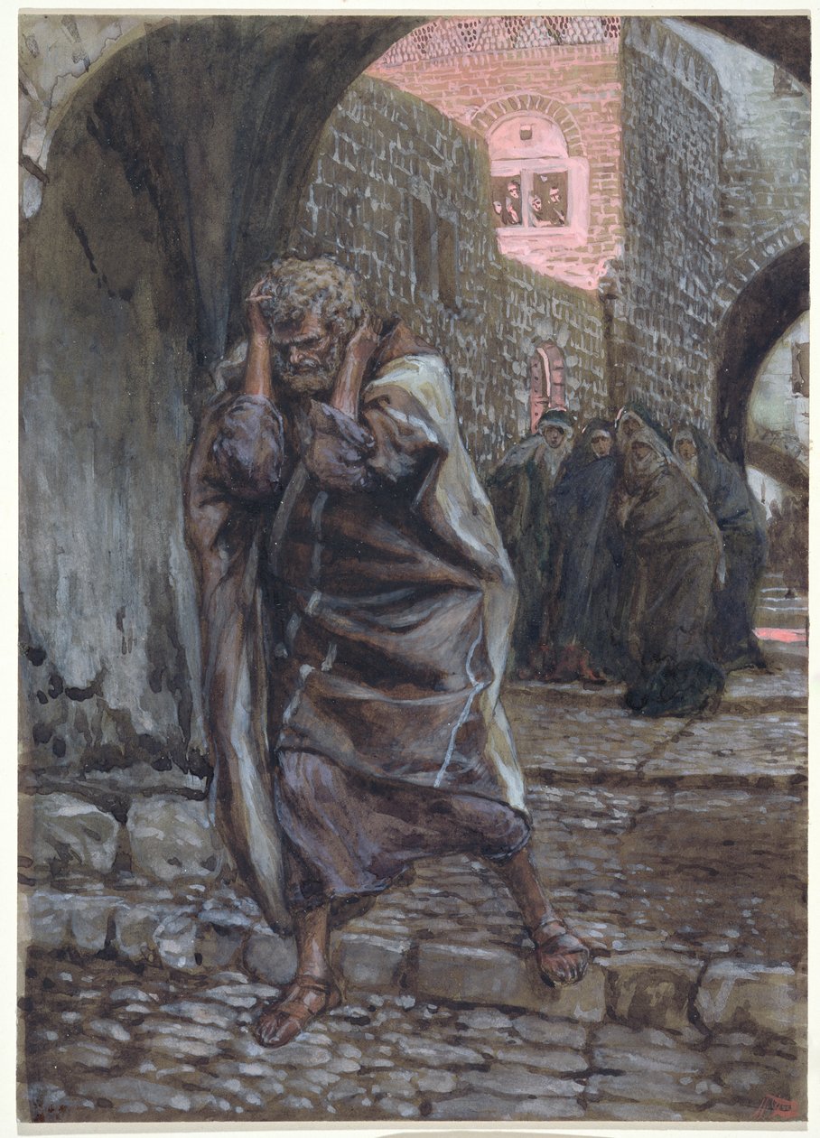 Pedro Salió y Lloró Amargamente, ilustración para La Vida de Cristo, c.1886-94 de James Jacques Joseph Tissot